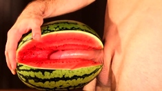 water melon cum - fucking a melon and cumming