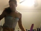 Sissy Kayla vs two dildos