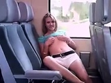 Hot amateur girl masturbate in public on a train!