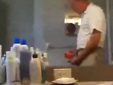 Daddy jerking in washroom