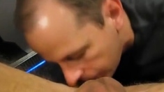 Daddy Sucks Straight Younger Guy's Cock and Swallows Cum