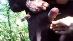 grandpa shows cock outdoor