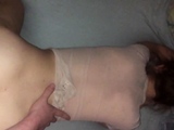 Fucking in sheer teddy, babe with a booty taking cream pie