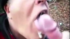 A cum sucker in the woods