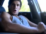 Str8 hot young jock jerks in his car