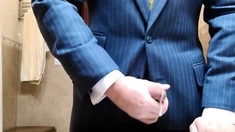 Str8 daddy jerking off in suit