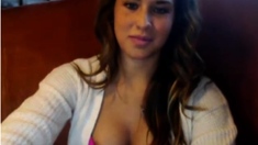 Cute curly brunette solo webcam masturbation