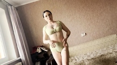 Big-titted Brunette Cums While Trying To Insert Raisin