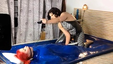 Hot brunette amateur MILF rides hubbys cock