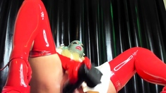 Stacked brunette goes solo toys and masturbation