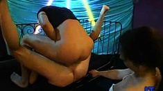 Hot brunette mia bangg gives pov blowjob before threesome