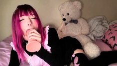 Stacked brunette goes solo toys and masturbation