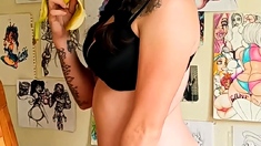 Cute curly brunette solo webcam masturbation