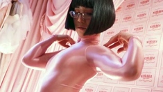 Nasty asian brunette teases and masturbates