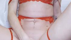 Small titted blond stunner Sarah Peachez masturbating