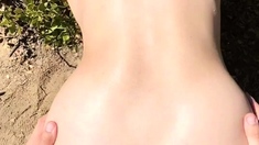 Amateur ass rammed outdoors