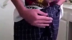 Skinny Twink's Mess-free Condom Wank