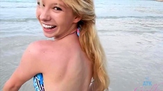 Amateur blonde teen rides cock and anal