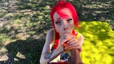 Outside Pokemon Battle Ash and Misty gets Hot an Wet