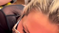 Amateur Blonde Blowjob handjob and cumshot