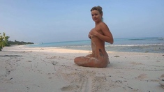 Blonde Solo Female's Nudist Walk on the Beach