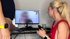 I show to my husband’s cock close to webcamera, she is
