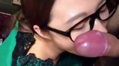 Nerdy Asian Amateur Swallows First Load