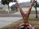 hot babe gets caught doing naked yoga in front of her house