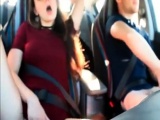 Amazing cock sucker while her man driving a car