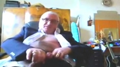 Suited Grandpa Cum On His Pants