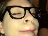 Homemade cum on tongue and swallow