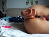 Amateur Asian teen uses several toys and anal beads
